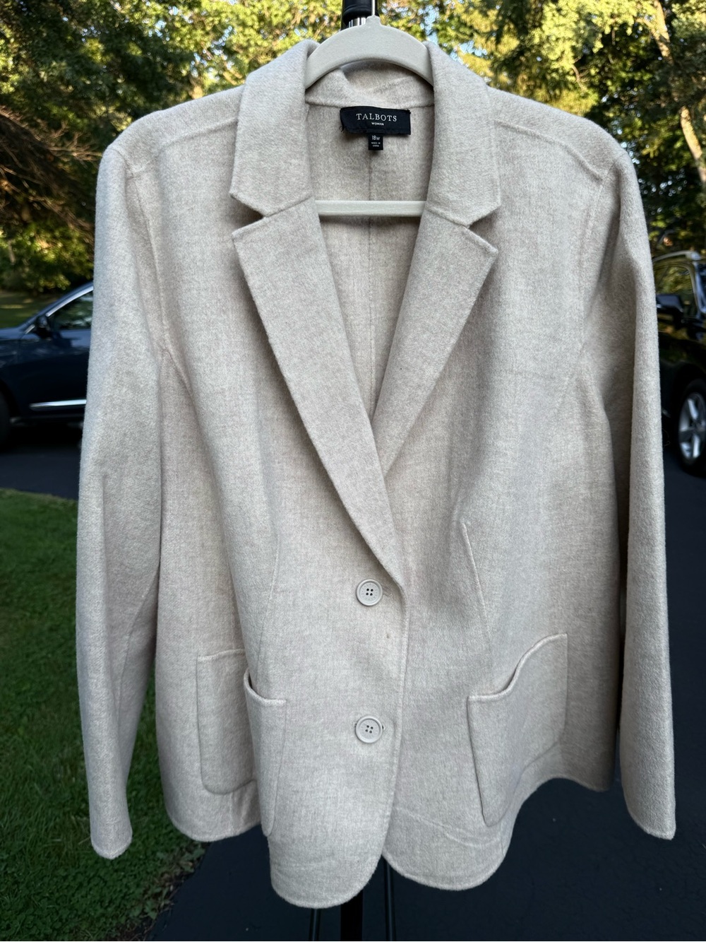 Talbots Woman Wool Blazer 18W Oatmeal Heather Unlined Jacket
